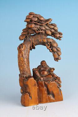 Chinese old Boxwood Carved Exquisite Damo Figure buddha Statue Sculpture