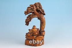 Chinese old Boxwood Carved Exquisite Damo Figure buddha Statue Sculpture