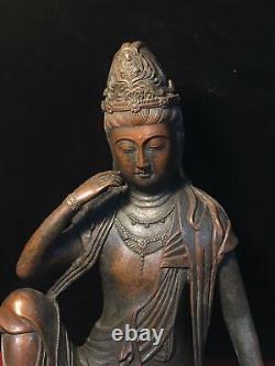 Chinese old Temple bronze Buddhism free guanyin goddess statue Sculpture