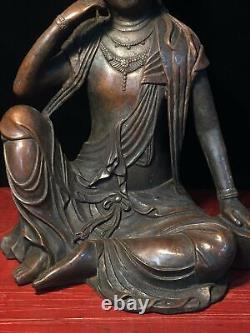 Chinese old Temple bronze Buddhism free guanyin goddess statue Sculpture