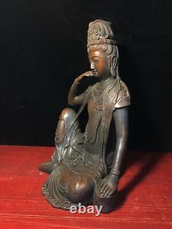 Chinese old Temple bronze Buddhism free guanyin goddess statue Sculpture