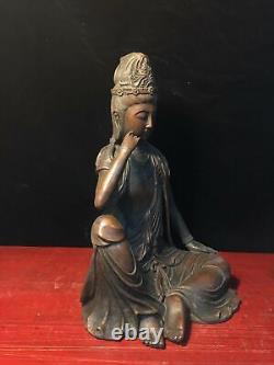 Chinese old Temple bronze Buddhism free guanyin goddess statue Sculpture