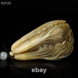 Chinese old natural Shoushan stone hand-carved Chinese cabbage sculpture pendant