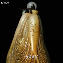 Chinese old natural Shoushan stone hand-carved Chinese cabbage sculpture pendant