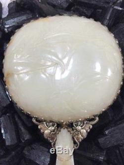 Chinese white jade carved antique mirror Chinese jade Estate Chinese jade mirror