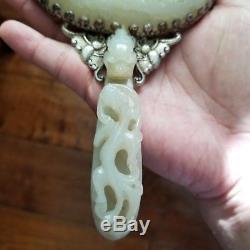Chinese white jade carved antique mirror Chinese jade Estate Chinese jade mirror
