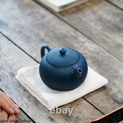 Chinese yixing zisha Tian Qing clay tea pot marked handmade xishi pot blue China