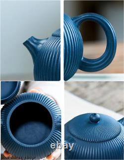 Chinese yixing zisha Tian Qing clay tea pot marked handmade xishi pot blue China