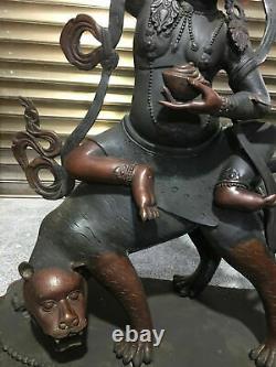 Collect China Chinese Buddhism Tibet Bronze Ride Ferocious Beast Buddha Statue