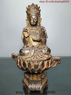 Collect Folk Chinese Tibet Buddhism Temple Bronze Gilt Shakyamuni Buddha Statue