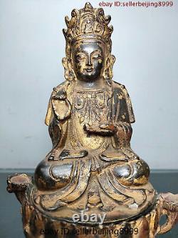 Collect Folk Chinese Tibet Buddhism Temple Bronze Gilt Shakyamuni Buddha Statue