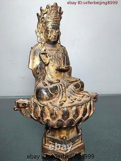 Collect Folk Chinese Tibet Buddhism Temple Bronze Gilt Shakyamuni Buddha Statue