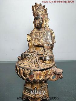 Collect Folk Chinese Tibet Buddhism Temple Bronze Gilt Shakyamuni Buddha Statue