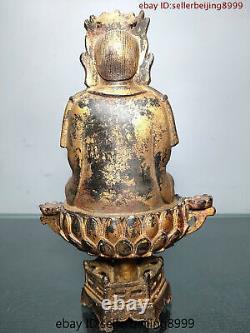 Collect Folk Chinese Tibet Buddhism Temple Bronze Gilt Shakyamuni Buddha Statue