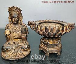 Collect Folk Chinese Tibet Buddhism Temple Bronze Gilt Shakyamuni Buddha Statue