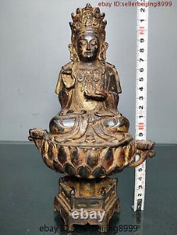 Collect Folk Chinese Tibet Buddhism Temple Bronze Gilt Shakyamuni Buddha Statue