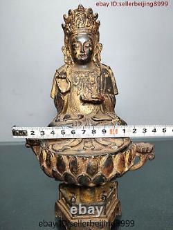 Collect Folk Chinese Tibet Buddhism Temple Bronze Gilt Shakyamuni Buddha Statue