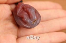 Collectable chinese unique valuable natural agate jade hand carved life statue