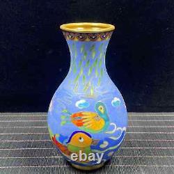 Collectible Chinese Cloisonne Handmade Exquisite Lotus&Mandarin Duck Vase 91236