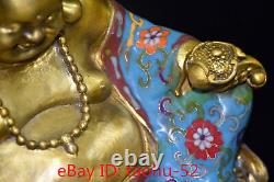Collecting Chinese antiques Pure copper Cloisonne gilt Maitreya Buddha statue