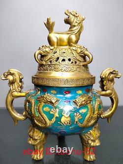 Collecting Chinese antiques bronze Cloisonne Enamel Animal head Incense burner