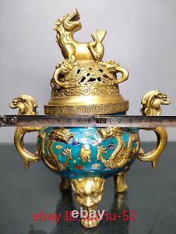 Collecting Chinese antiques bronze Cloisonne Enamel Animal head Incense burner