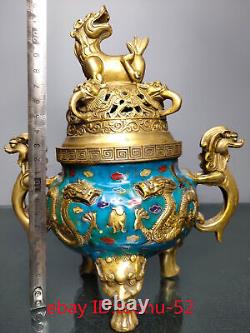 Collecting Chinese antiques bronze Cloisonne Enamel Animal head Incense burner