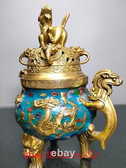 Collecting Chinese antiques bronze Cloisonne Enamel Animal head Incense burner