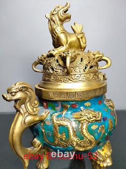 Collecting Chinese antiques bronze Cloisonne Enamel Animal head Incense burner