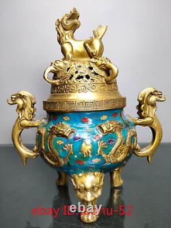 Collecting Chinese antiques bronze Cloisonne Enamel Animal head Incense burner