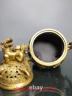 Collecting Chinese antiques bronze Cloisonne Enamel Animal head Incense burner