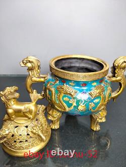 Collecting Chinese antiques bronze Cloisonne Enamel Animal head Incense burner