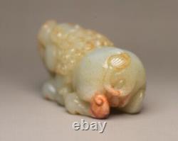 Collection Antiques Chinese Natural Hetian Jade Carved Exquisite Lion Statue