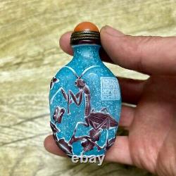 Collection Chinese Coloured Glaze Carved Exquisite Mantis Statue Snuff Bottle