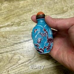 Collection Chinese Coloured Glaze Carved Exquisite Mantis Statue Snuff Bottle