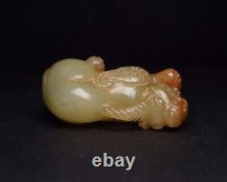 Collection Chinese Natural Hetian Jade Nicely Carved Auspicious Beast Statue Art