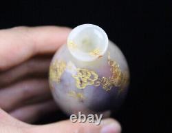 Collection Chinese Natural Shoushan Stone Carved Exquisite Gilded Snuff Bottle