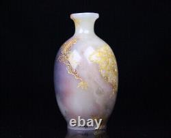 Collection Chinese Natural Shoushan Stone Carved Exquisite Gilded Snuff Bottle