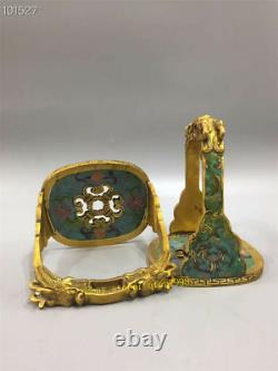 Collection Chinese copper gilt Cloisonne Dragon's head pattern stirrup A pair