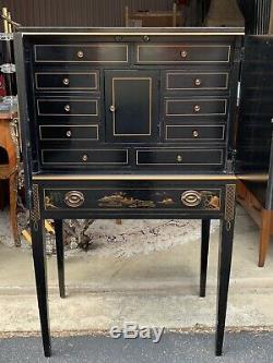 Drexel Chinoiserie Silver Chest Cabinet