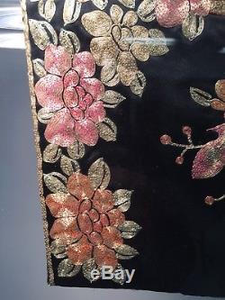 Embroidered Antique Chinese Silk Wedding Robe in Plexiglass Display Box