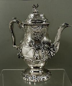 English Sterling Coffee Pot 1818 Chinese Man Wolf Handle