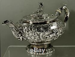 English Sterling Teapot 1818 Chinese Man Wolf Handle