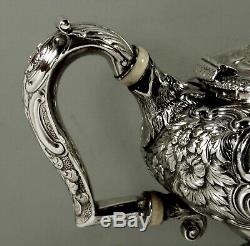 English Sterling Teapot 1818 Chinese Man Wolf Handle