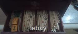 Exceptional & Rare Antique 1920's Mahjong Bone, Bamboo Cased Set Chinese