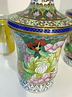 Exquisite Pair Of Garlic Head Matched Chinese Cloisonne Vases