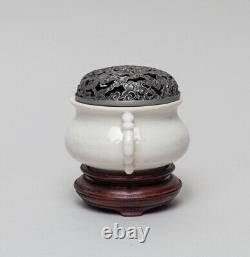 Fine 19th Century Chinese Blanc-De-Chine Censor Burner, Stand and Lid