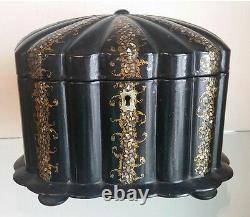 Fine Antique Chinese Lacquer And Mother Of Pearl Inlaid Tea Caddy Box C-1860