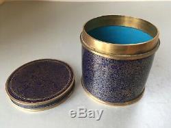 Fine Antique Chinese Midnight Blue Cloisonne Humidor Trinket Box Casket Jar
