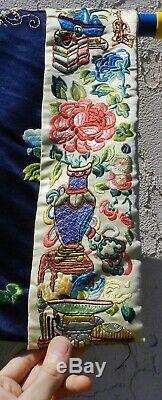 Fine Antique Chinese Silk Robe Forbidden Stitch Embroidery c. 1900
